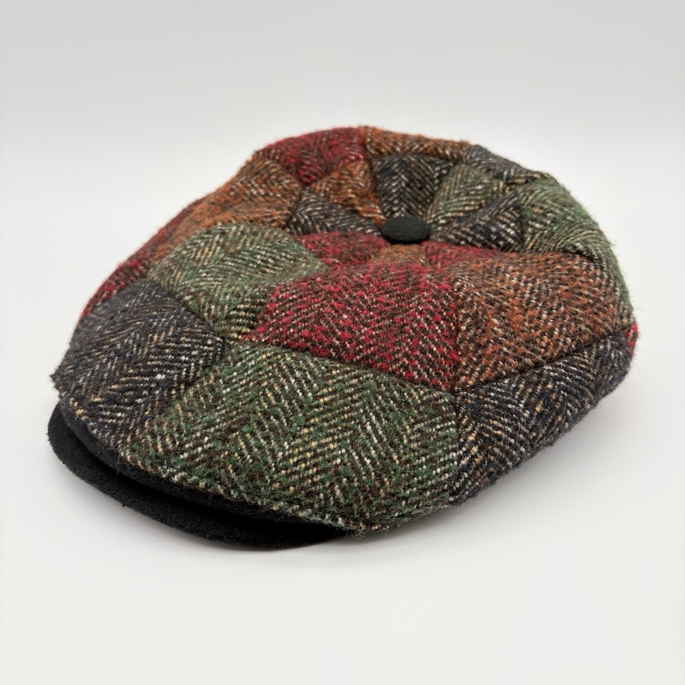 Stetson Ivy Cap Tweed Patchwork Mens Size Medium Polyester Wool Blend Newsboy